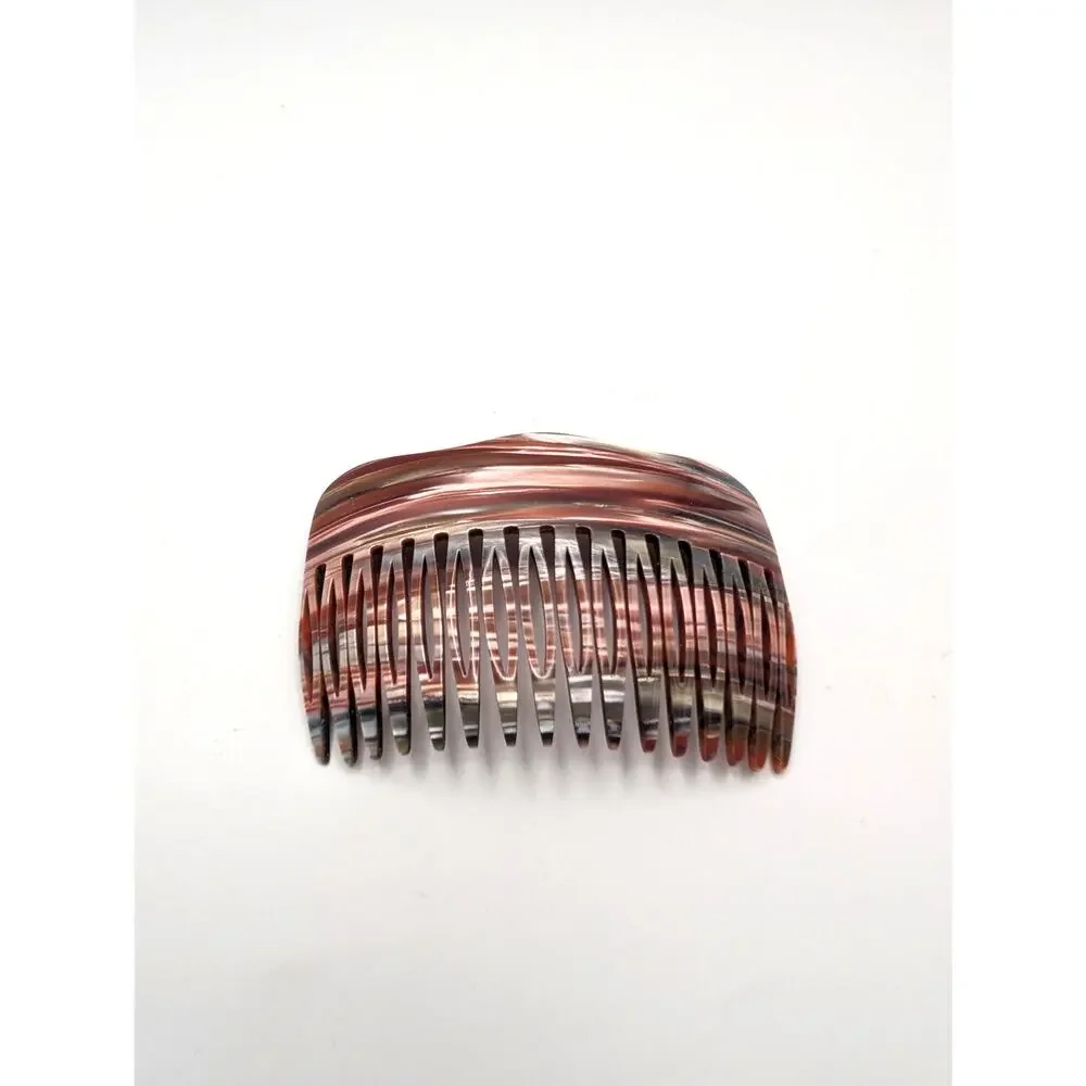 Vintage Parcelona French style side comb hair clip neutral brown hues